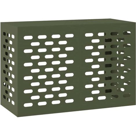 Cache-climatiseur, vert olive, 90 x 40 x 60 cm, acier.