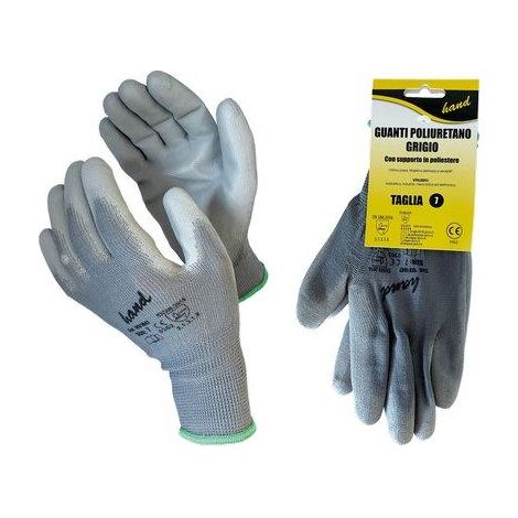 GUANTO POLIURETANO GRIGIO HAND/WORKIT - MAGLIA LEGGERA SINTETICO GRIGIO  6- 12 paia
