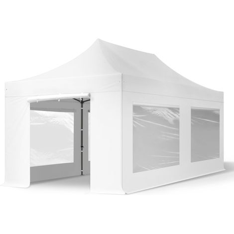 TOOLPORT PopUp Gazebo Party Tent 3x6m - with panorama windows PREMIUM 100% waterproof roof marquee white