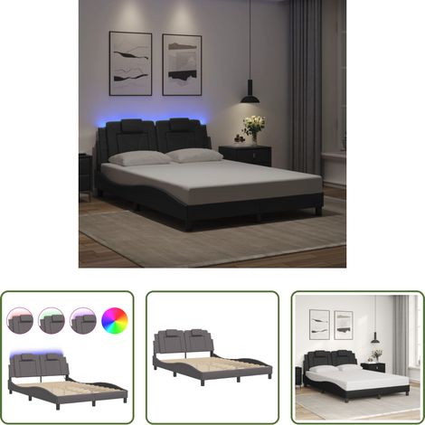 LED-Leuchten - Bettgestell "Viana" mit LED ohne Matratze Grau 120x200 cm (1/5)