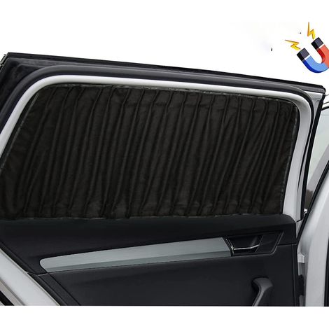 Sonnenschutz für Auto-Seitenfenster ((Rücksitz)) – einziehbare Vorhänge mit UV-Schutz, um Sonnenlicht zu blockieren, weiche Wildledervorhänge für Autos, schwarz (2 Stück) (1/4)