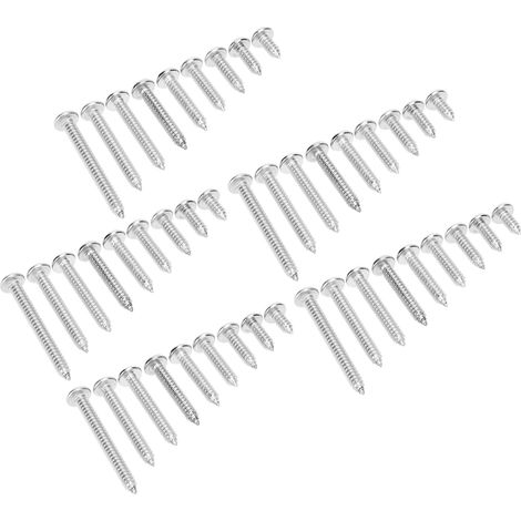 Jeu de 45 vis autotaraudeuses en acier inoxydable 304, tête ronde cruciforme, longueurs multiples, M6 (1/5)