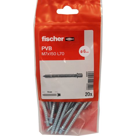 Fischer – Patte à vis 7 x 70 – Lot de 20 pièces – Acier zingué blanc – Fixation colliers ATLAS®