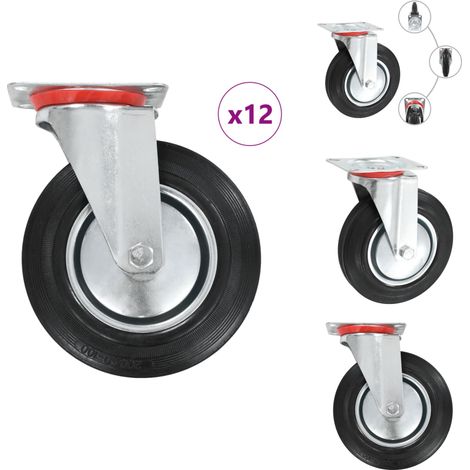 12 pcs Roulettes pivotantes 200 mm - Roulette Pivotante - Roulettes Pivotantes - Roulette De Chariot - Roulettes De Chariot (1/5)