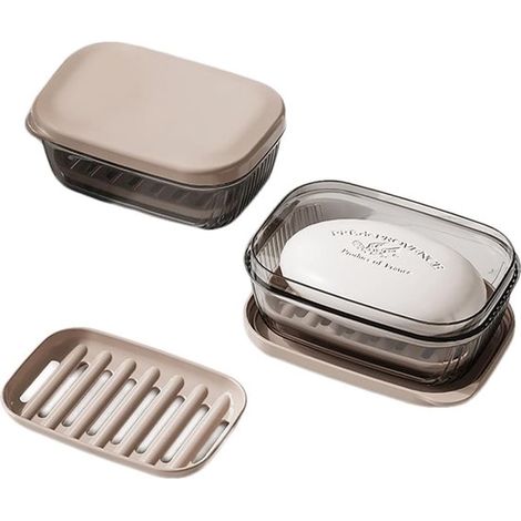 Jabonera de viaje de 2 piezas, jabonera portátil con tapa, sellada con tapa, impermeable y a prueba de humedad para viajes, gimnasio y baño (1/5)