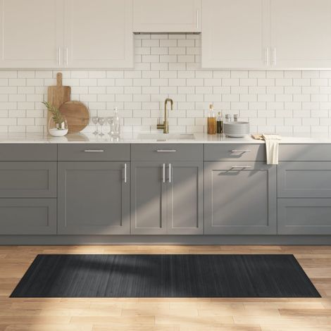 Teppich Rechteckig Grau 80x200 cm Bambus