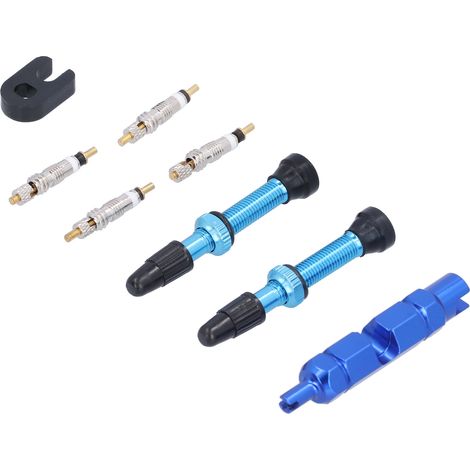 Valve tubeless 1,6 pouce, type français, en alliage d'aluminium, pour vélos de route et VTT, bleu (1/5)