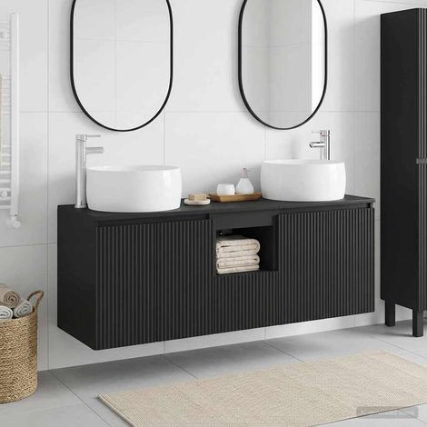 Set di Armadi da Bagno 3 pz Nero 49,5 x 44,5 x 66 cm vidaXL (1/5)