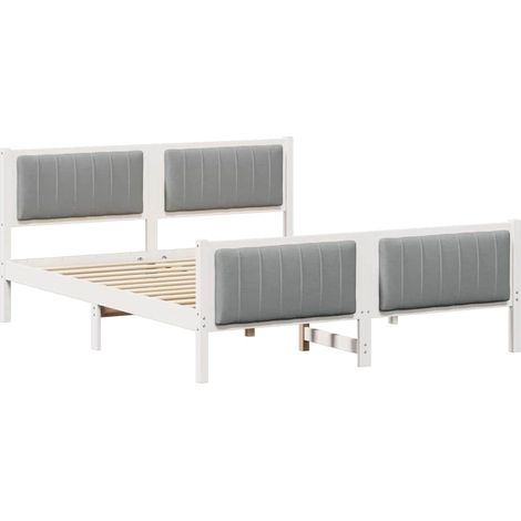 Lit double,Lit adulte,Cadre de lit avec tête de lit Blanc et gris clair 160 x 200 cm CFW279024 (1/5)