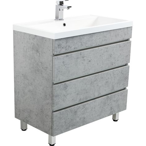 Stand Badmöbel Via 80 SoftClose beton mit drei grifflosen Schubladen (1/5)