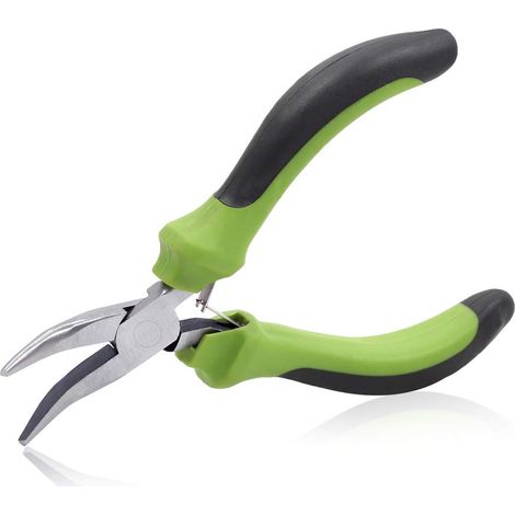 Pince à bec courbé pour la fabrication de bijoux - 12,7 cm - Pince à perles avec mâchoire lisse Mini outil de perlage pour loisirs créatifs et bricolage avec ressort (1/5)