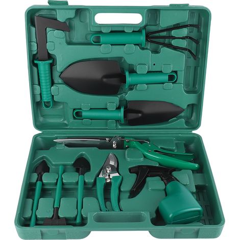 Ensemble de 10 outils de jardinage : ciseaux, pelles, bêches, aérosols et outils de travail du jardin. (1/5)