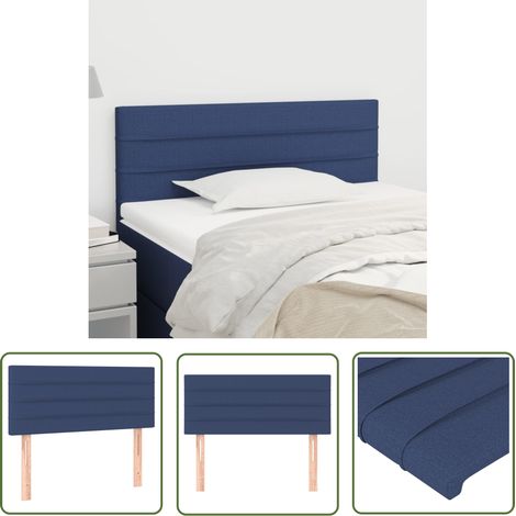 The Living Store Tête de lit Bleu 100x5x78/88 cm Tissu - Tête De Lit - Têtière De Lit - Literie - Meuble De Chambre - Décoration Chambre (1/5)