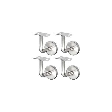 Support Main Courante Inox 304 pour Rampe Escalier Support Mural Rampe Bois Argent (4 Pièces) (1/4)