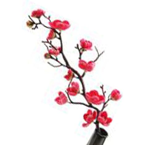 Fausses fleurs de prunier en soie, branche imitation tige longue 60 cm, déco maison mariage fête rouge, 1 pièce (1/4)