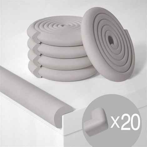 Protège-angles bébé en mousse souple imperméable – 10 m de bande adhésive + 20 pièces, sécurité optimale pour meubles (1/4)