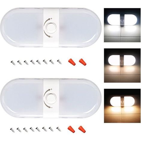 Lot de 2 Plafonniers LED 12V Dimmables avec Interrupteur, Éclairage Intérieur pour Camping-Car, Bateau et Caravane (1/5)