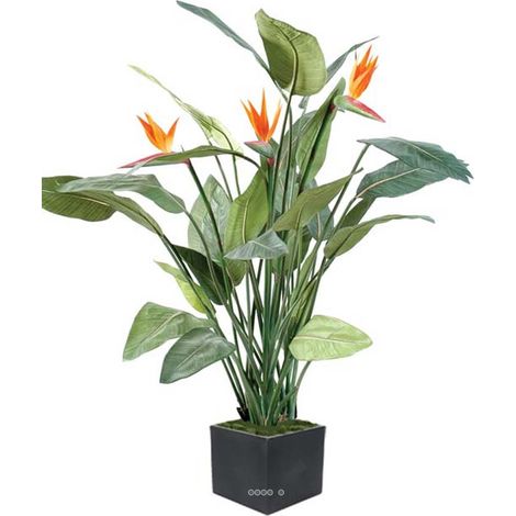 Plante fleurie Strelizia Heliconia artificiel 3 fleurs H 150 cm en pot