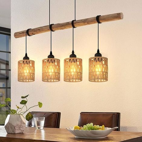 3 Pièces Abat-Jour Plafond Rotin, Plafond et Suspension Style Boho, Abat-Jour Tissé à la Main pour Suspension, Lampadaire, Plafonnier et Lampe de Table, Accessoire Remplacement Maison (1/5)