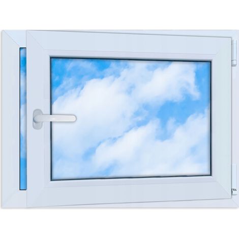 Finestra in PVC bianca 80x60 destra nuova 800x600 mm a ribalta e a battente con doppio vetro (1/5)