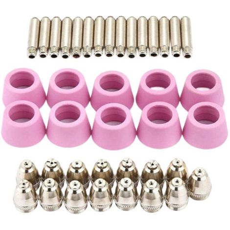 Pair 40pc/Set AG60 SG55 Plasma Cutter Coupe Torche Electrode Buses Tasses Kit Plasma Cutter Accessoires Acier Mill Plasma Cutter Accessoires, pour SG55, AG-60 Torche, CUT60, LGK60, P-60 (1/4)