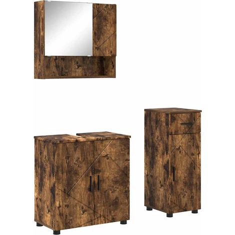 Maison Exclusive - Badezimmermöbel-Set 3 stk. Geräucherte Eiche 6 (1/5)
