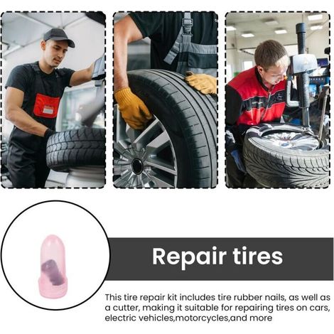 Kit Reparation Pneu Voiture,20 Pièces D'Acier au Carbone à Haute Dureté Kit anti Crevaison Voiture,Tournevis Inclus,Pour Voitures, Motos,Camions,Voitures-Noir (1/4)