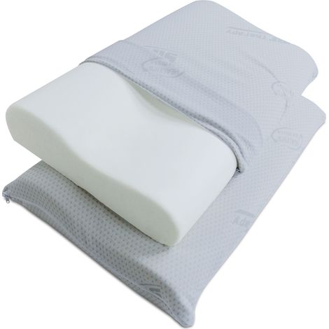 Baldiflex Coppia di Cuscini in Memory Foam forma Ortocervicale fodera Silver Safe dimensione 70x40 cm