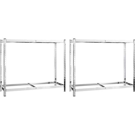 vidaXL Porte-pneus à 2 niveaux 2 pcs Argenté 110x40x110 cm Acier