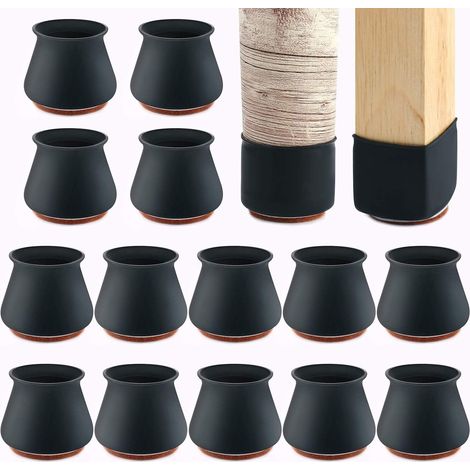 Patins De Protection Pour Pieds De Chaise - Silicone + Feutre - Convient Parquet - Diamètre 30 À 45 Mm - Lot De 16 (1/5)