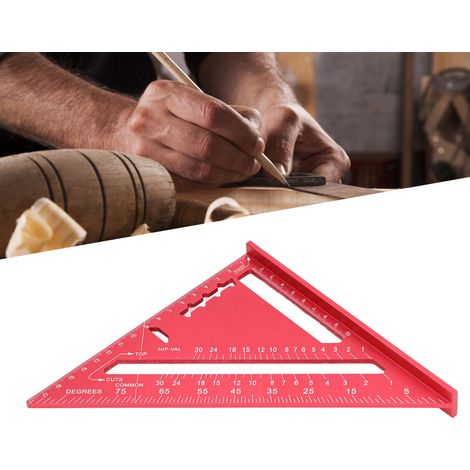 Équerre de menuisier en alliage d'aluminium, peinture électrophorétique, échelle claire, équerre d'arpentage rouge pour charpentier (1/5)