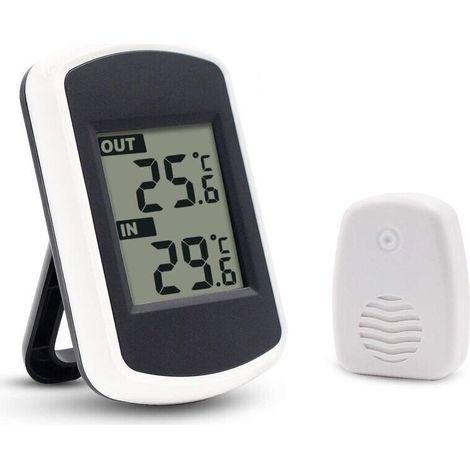 LCD Digital Wireless Thermometer for Indoor or Outdoor Use, Mini Ambient Temperature Sensor, Small Accurate Weather Tester for Home, Bedroom and Office, White (1/5)