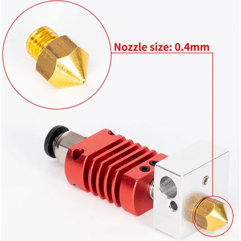 Jeffergarden Tronxy Pièces de mise à niveau 3D assemblées MK10 Extrudeuse Hotend Kit avec bloc chauffant en aluminium Buse de 0,4 mm Thermistance 100 K Ohm Tube PTFE 24 V 50 W Compatible imprimante X5 (1/5)