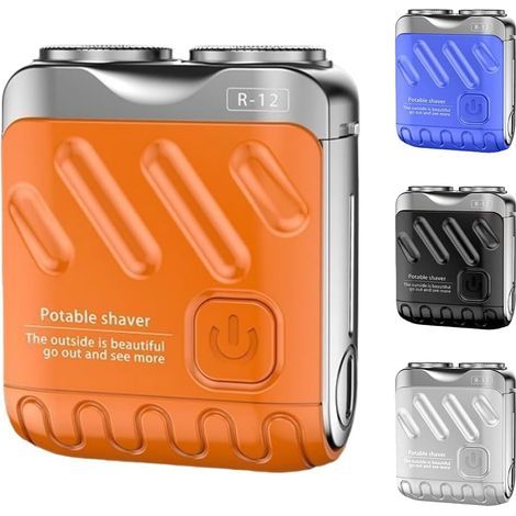 R-12 Mini Rasoir ÉLectrique pour Hommes, 2025 Nouveau Rasoir de Barbe Imperméable Portable Avec Conception de Valise, Rasoir à Rasage Masculin Adapté Aux Voyages (Orange)