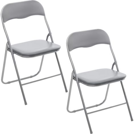 Lot de 2 chaises pliantes en acier et PVC – Dimensions 44x48x79 cm – Hauteur d'assise 43 cm – Poids 3,2 kg – Toilinux (1/3)