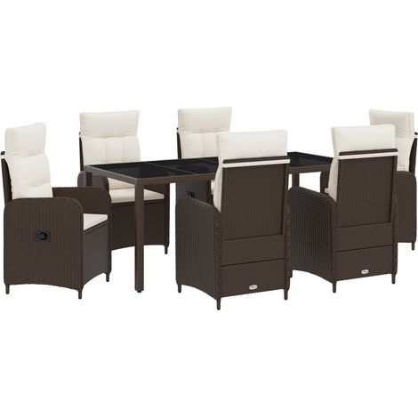 Maison Exclusive - Set da pranzo per esterni 7 pz Marrone e Bianco Crema (1/5)