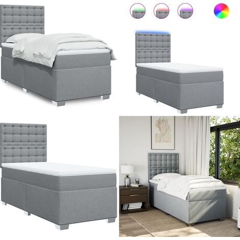 Sommier à lattes de lit avec matelas gris clair 80x200 cm tissu - Lit Plateforme - Lit Design - Lit Moderne - Lit Double - Matelas À Ressorts Ensachés - Home & Living (1/5)