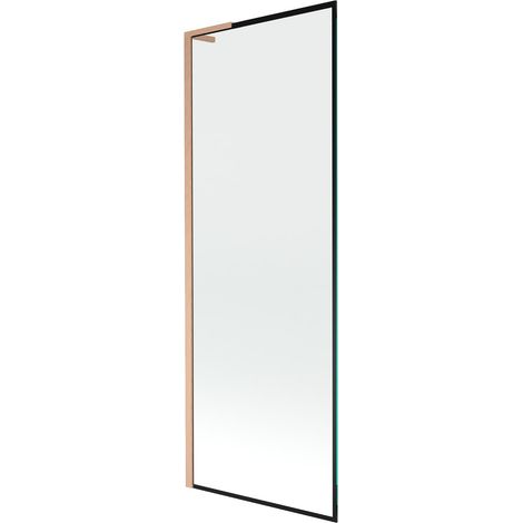 Mexen Next L paravento vasca da bagno 1 anta 70 x 150 cm, cornice nera, rame spazzolato - 895-070-000-03-70-65 (1/5)