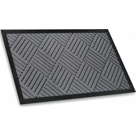 Tapis de Porte intérieur et extérieur, 45 x 75 cm, Gris, Tapis de Porte d'entrée, Tapis de Porte d'entrée antidérapant, Paillasson intérieur et extérieur avec Support en Caoutchouc Naturel (1/5)