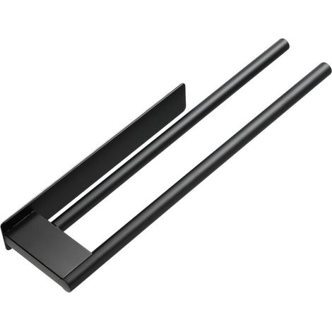Self-adhesive double-rod towel rack, no drilling required, made of 304 stainless steel, black, ideal for bathroom and kitchen (1/5)