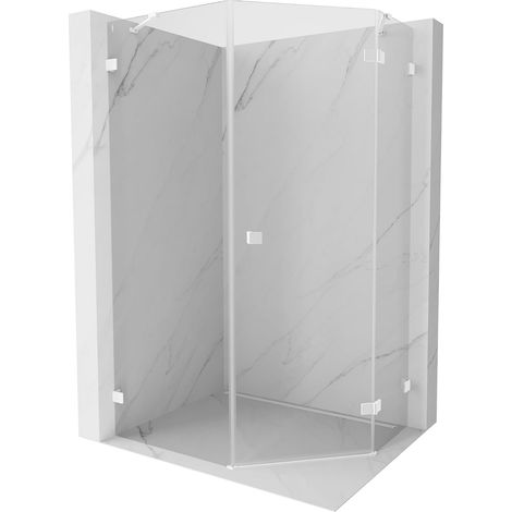 Mexen Lunar cabina doccia pentagonale battente destra 80 x 100 cm, trasparente, bianca - 831-080P-100L-20-00-P (1/5)