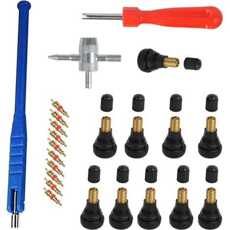 Kit d'outils pour valves de pneus tubeless 23 pièces - Kit d'installation de valves bleu (1/2)