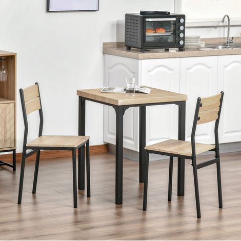 tavolo pranzo 60x60 con 2 sedie compatto MDF naturale OKMYHOME (1/3)