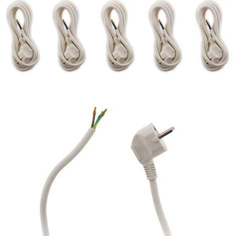 Lot de 6 cordons d'alimentation avec prise 16A 3G1,5mm² 2m - Blanc - Zenitech (1/3)