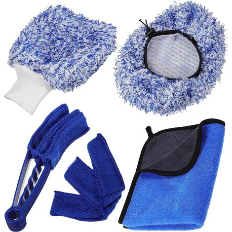5 Pièces Kit de Nettoyage pour Lave-auto, Ensemble Bleu (1/5)