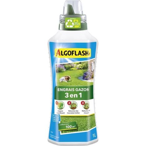 Concime Liquido per Prato 3 in 1 - Algoflash - Concentrato 1 L