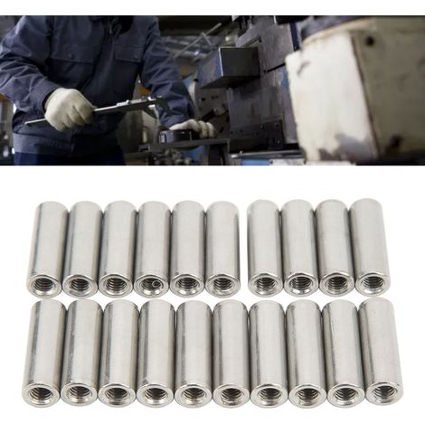 Jeu de 20 écrous cylindriques à filetage intérieur M61.0-10-L30mm en acier inoxydable 304 (1/5)