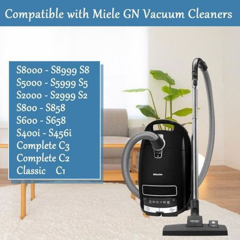 12 sacs d'aspirateur avec 4 filtres, pour aspirateurs Miele GN 3D Classic C1 Complete C2 C3, S2000, S5000 et S8000, Sacs à (1/5)