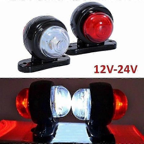 Lot de 2 feux de gabarit latéraux à LED 24 V pour camions et remorques, feux de gabarit latéraux à LED 12 V pour fourgonnettes et remorques. (1/5)