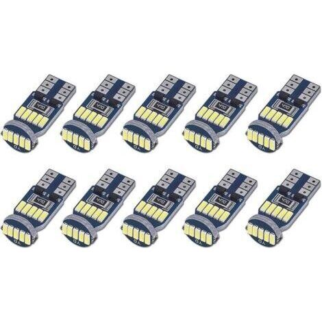 Lot de 10 Ampoules LED T10 W5W Canbus Sans Erreurs 15pcs SMD 4014 Lampes LED Voiture 194 168 2825 Blanc 6000K pour Eclairage Intérieur, Eclairage Coffre,Plaque, Feux de Position DC 12V (1/4)